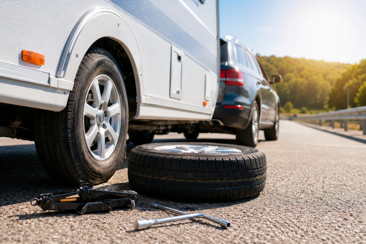 Caravan roadside tyre change Roadside caravan breakdown