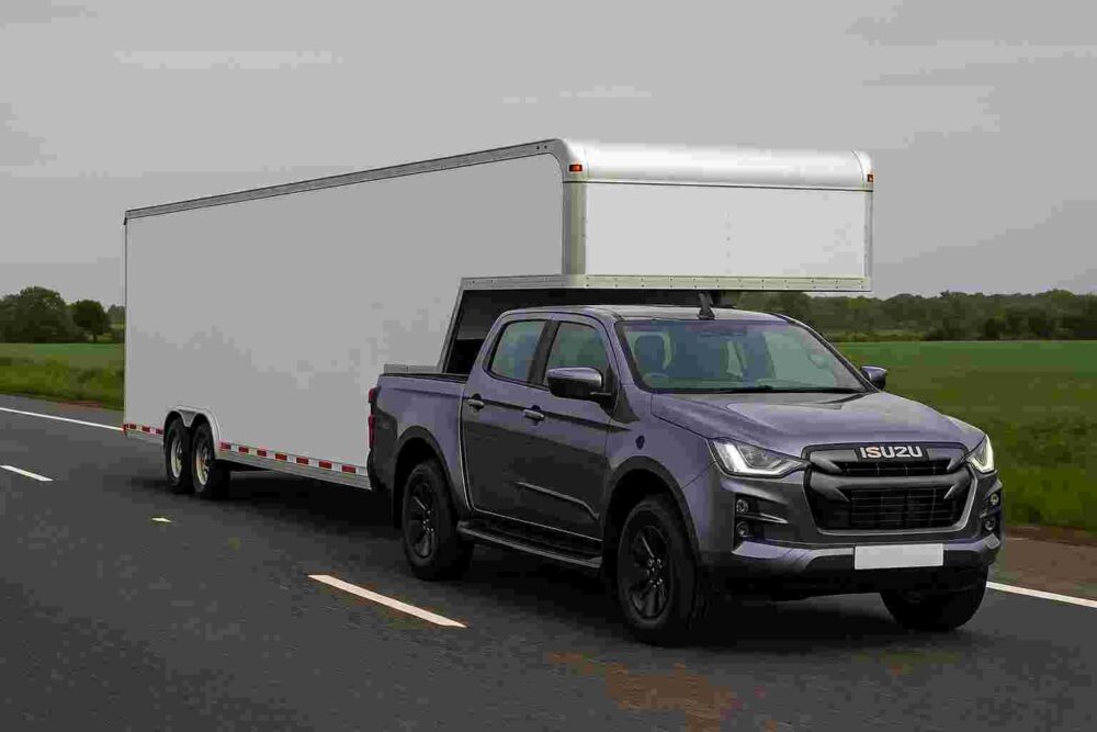 Isuzu d max towing on highway