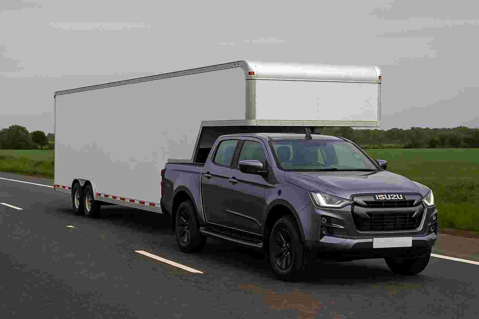 Isuzu d max towing on highway
