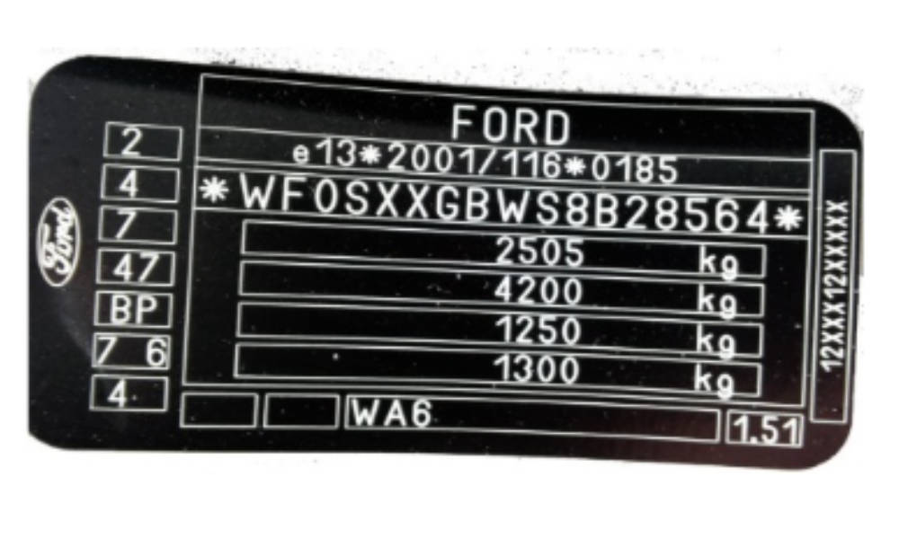 Ford Vin Plate For Car